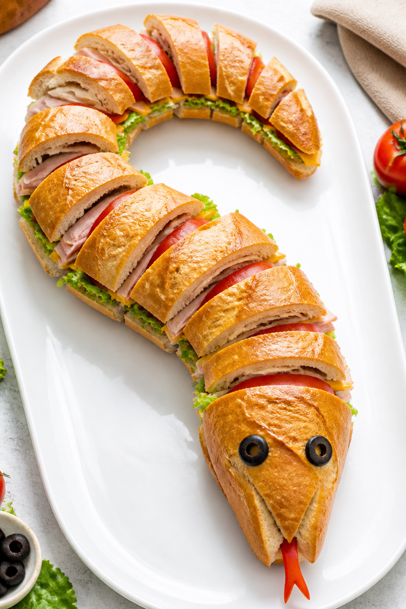 Snake Shaped Club Sandwich Halloween