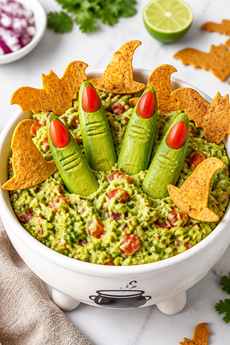 Halloween Guacamole Witch Finger Garnish