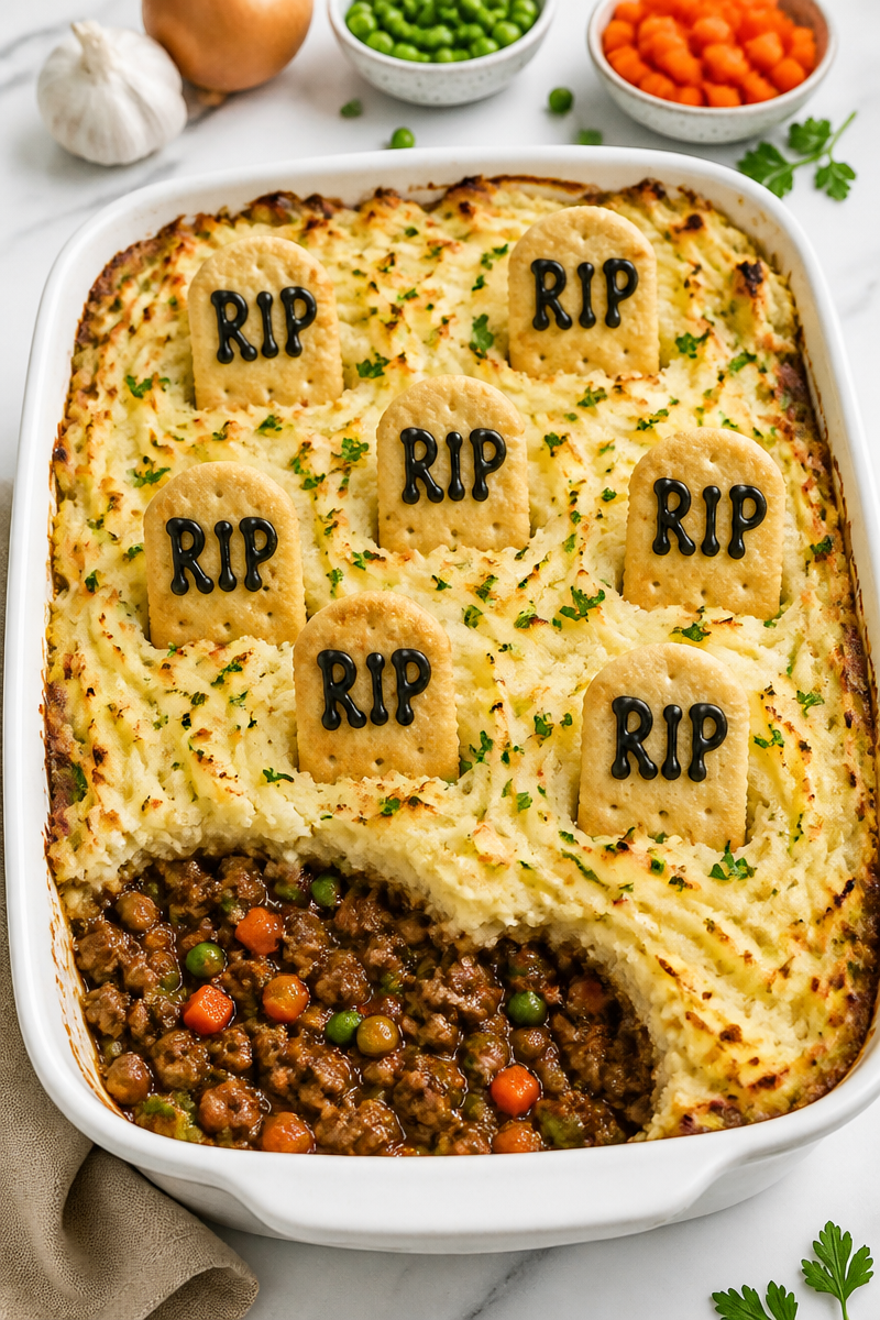 Shepherd Pie Halloween Graveyard Dinner