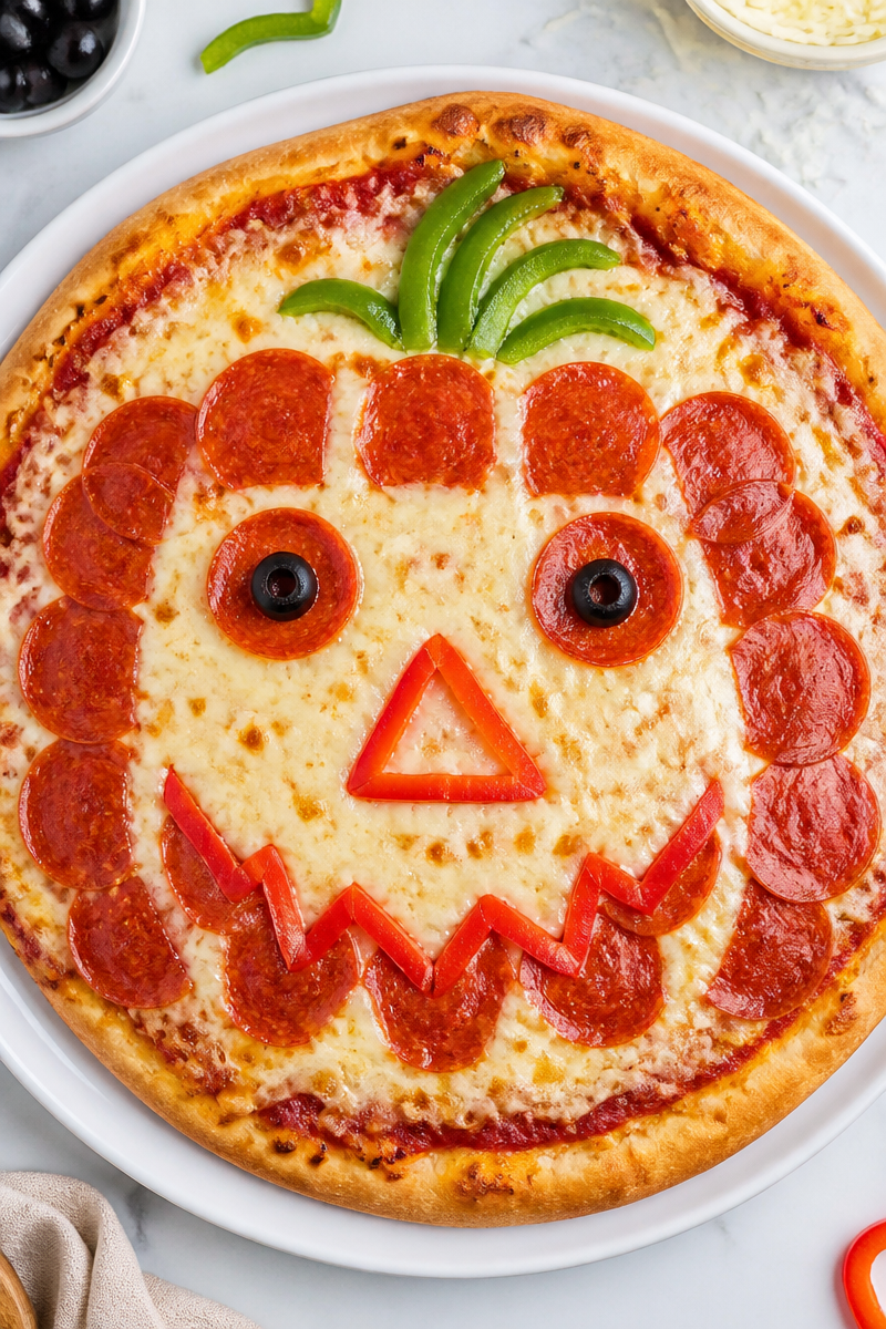Trick Or Treat Pizza Halloween Face