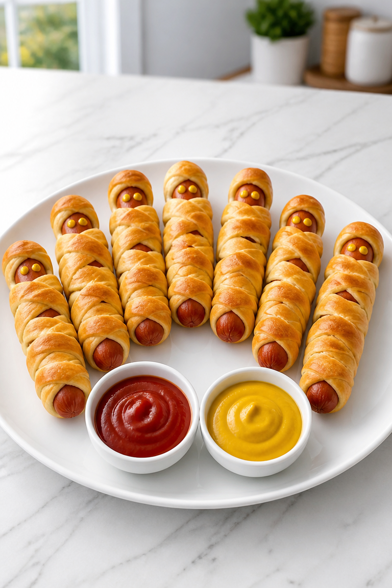 Mummy Wrapped Hot Dog Crescent