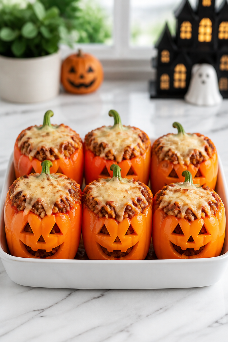 Bolognese Stuffed Bell Pepper Halloween