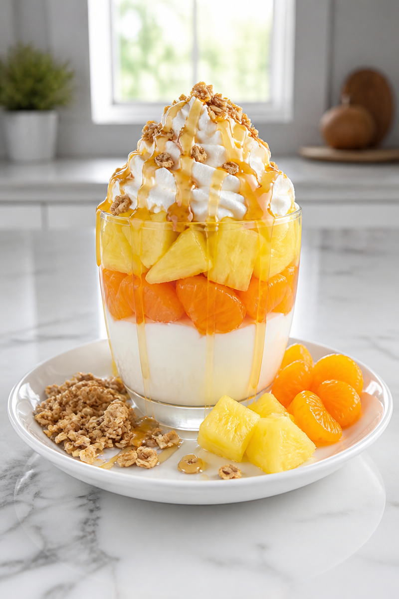 Candy Corn Layered Fruit Parfait