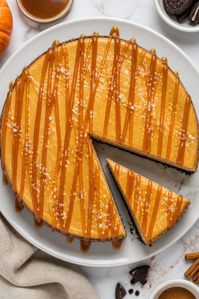 Pumpkin Orange Cheesecake Chocolate Crust