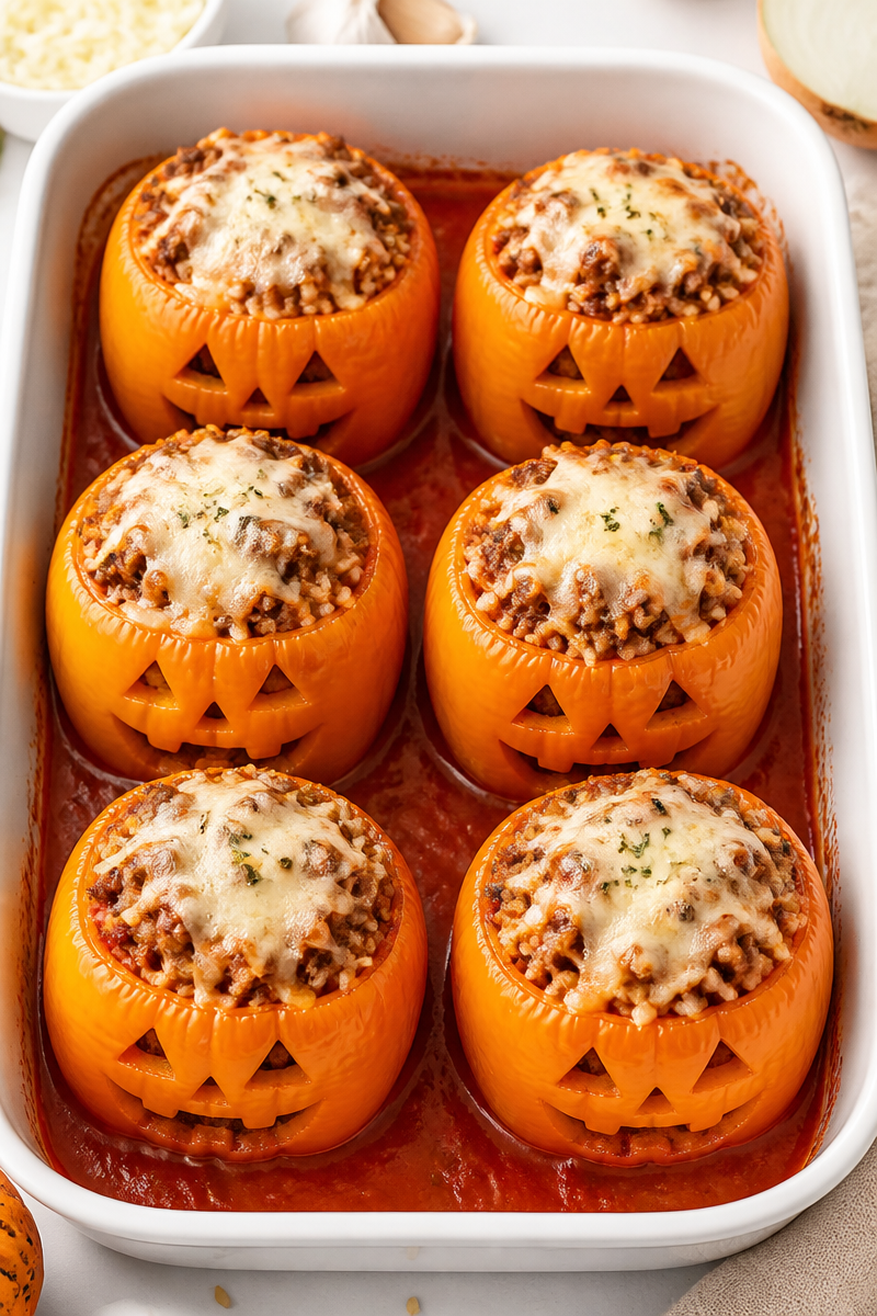 Bolognese Stuffed Bell Pepper Halloween