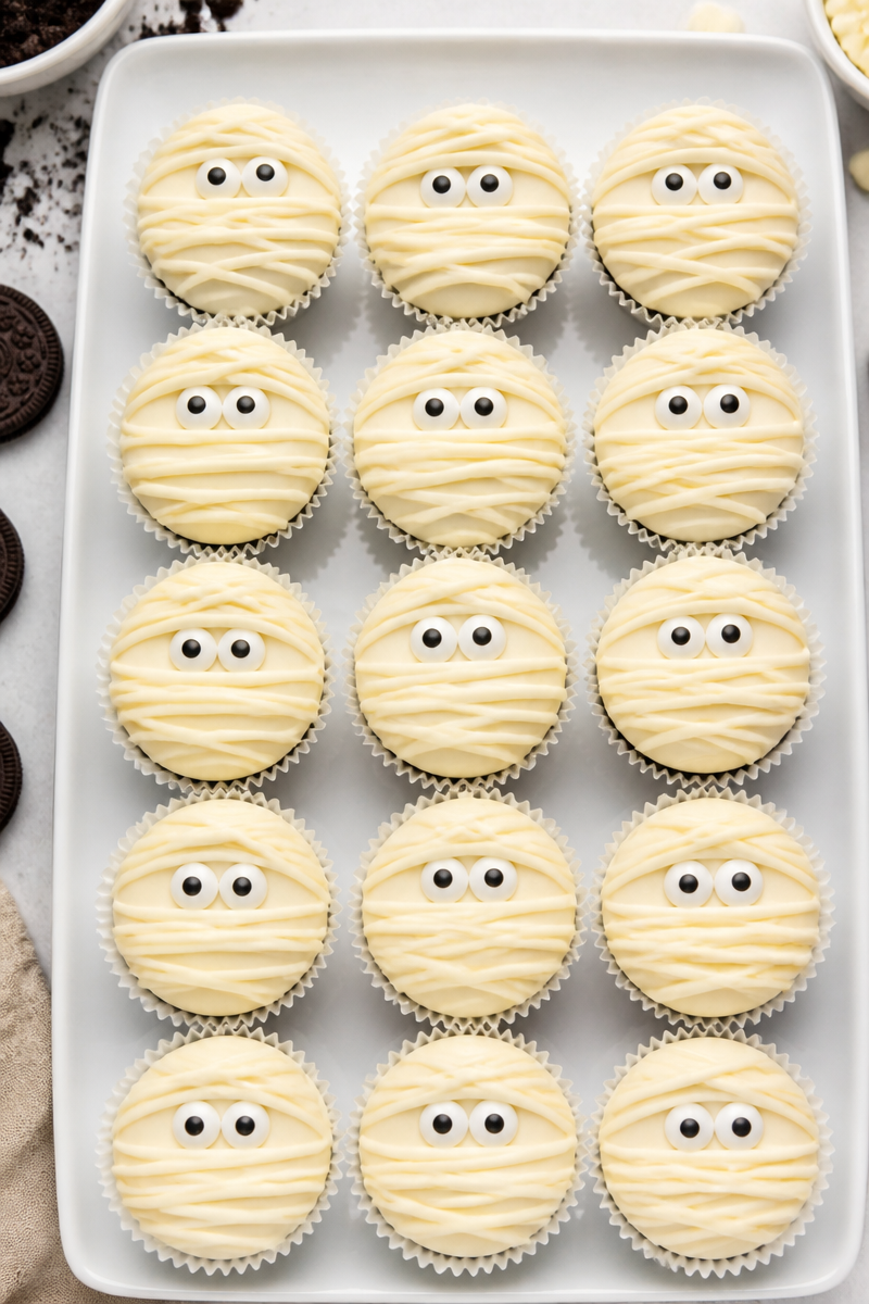 Mini No Bake Cheesecake Mummy Topped