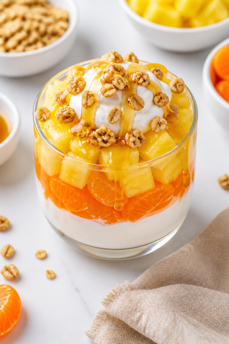 Candy Corn Layered Fruit Parfait