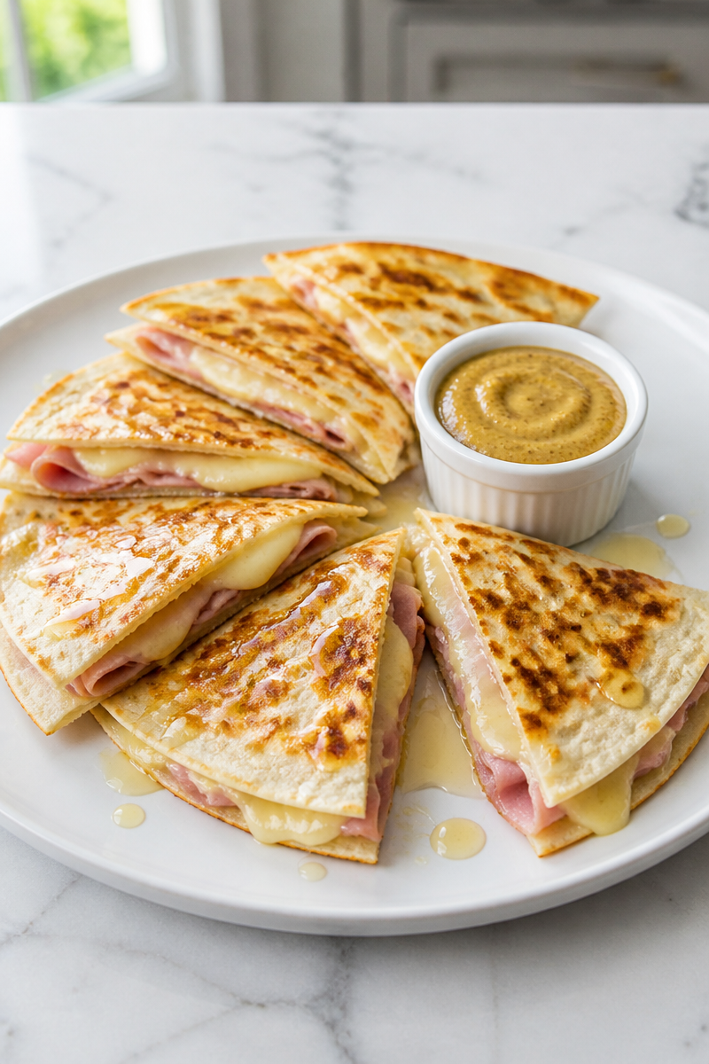 Ham Brie Quesadilla Mustard Dip