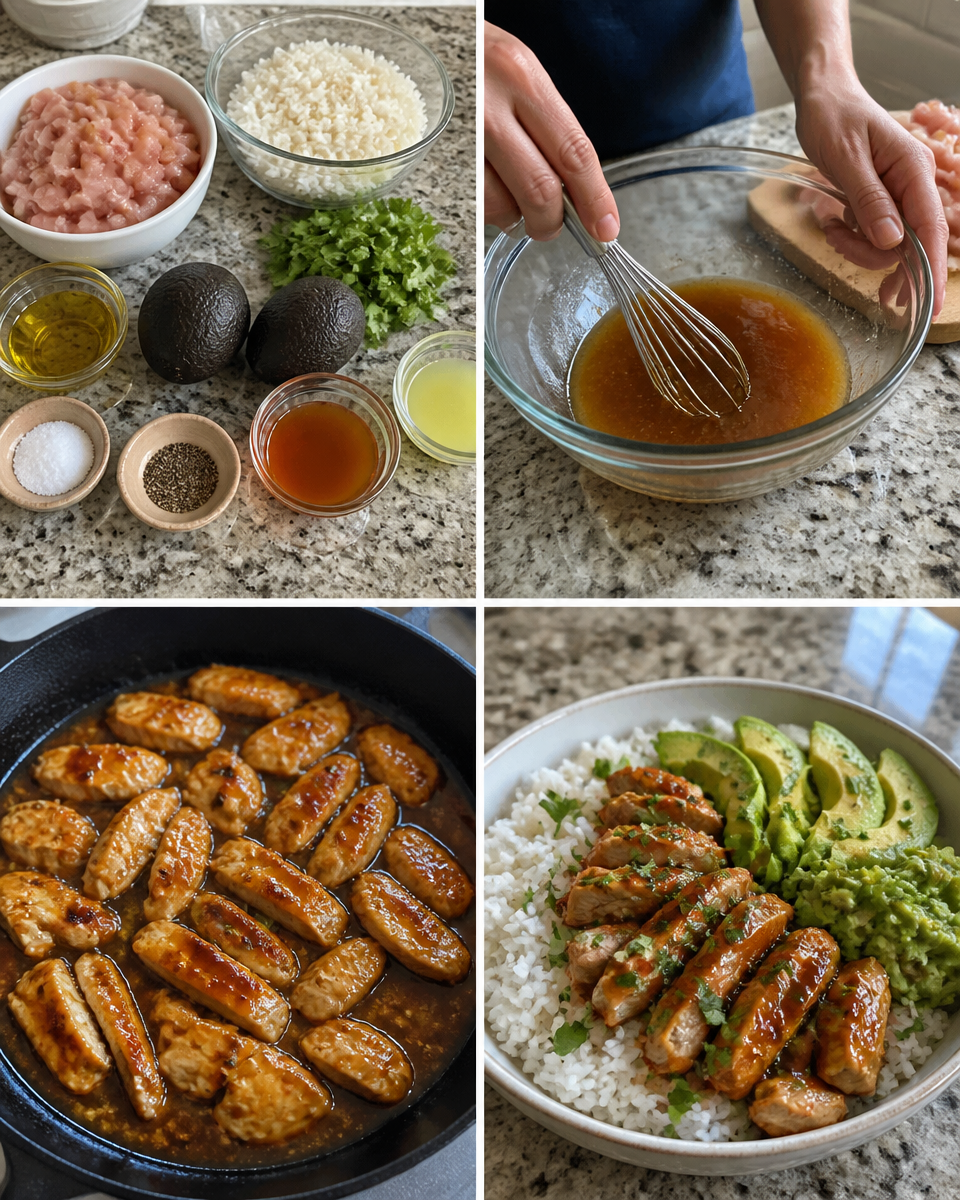 Honey Lime Chicken Avocado Rice Bowl