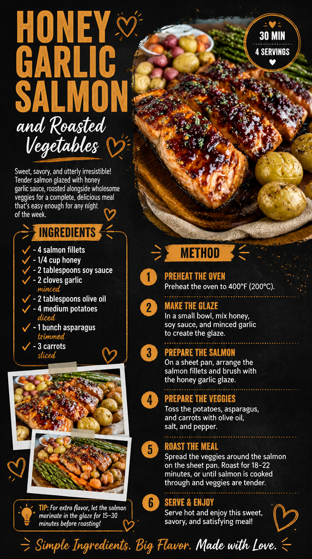 Honey Garlic Salmon and Roasted Vegetables