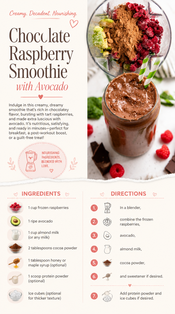 Chocolate Raspberry Smoothie with Avocado