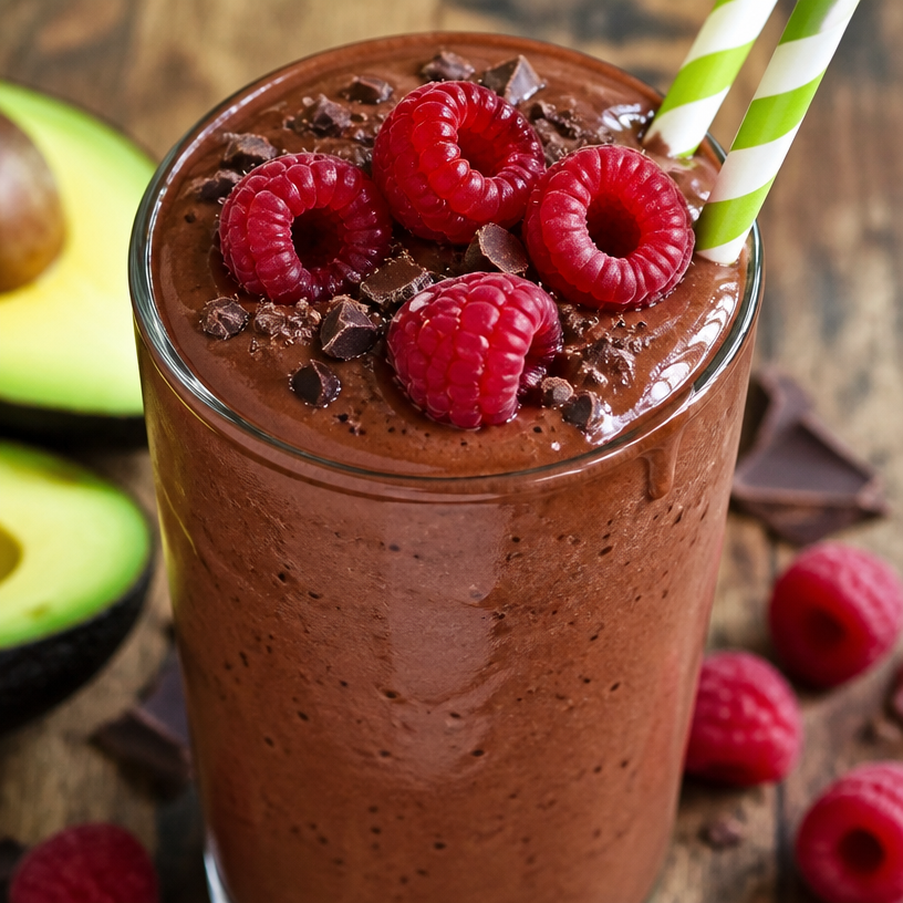 Chocolate Raspberry Smoothie with Avocado