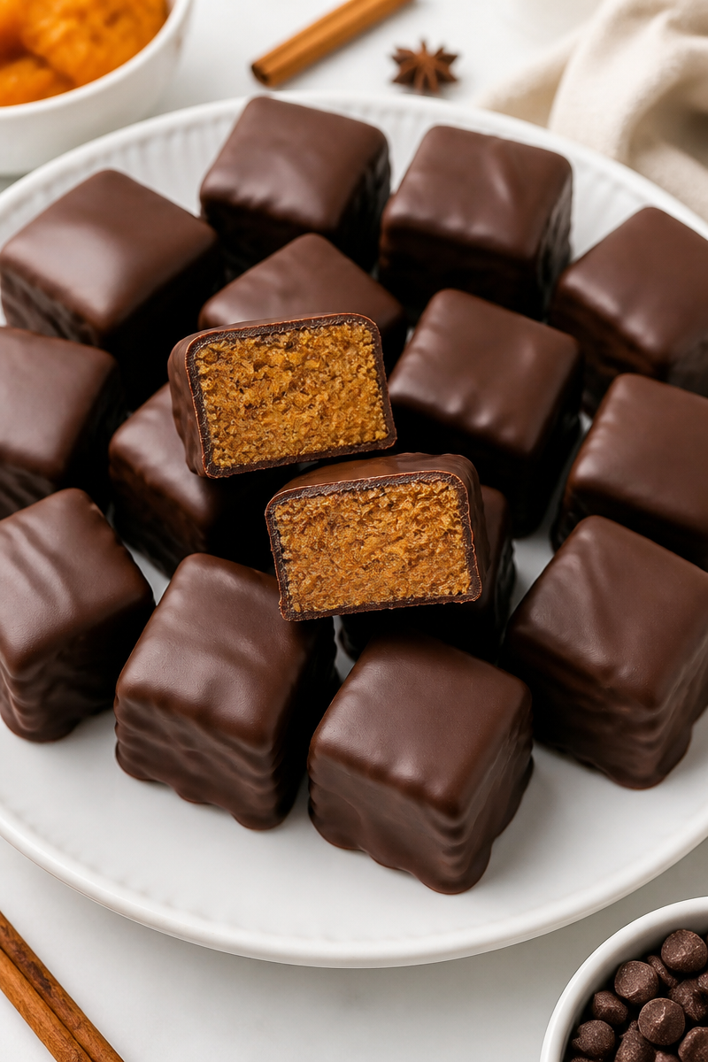Chocolate Covered Pumpkin Bar Bite Size 6 Chocolate Covered Pumpkin Bar Bite Size