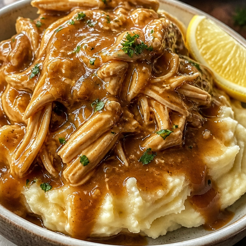 Pulled Chicken with Mashed Potatoes