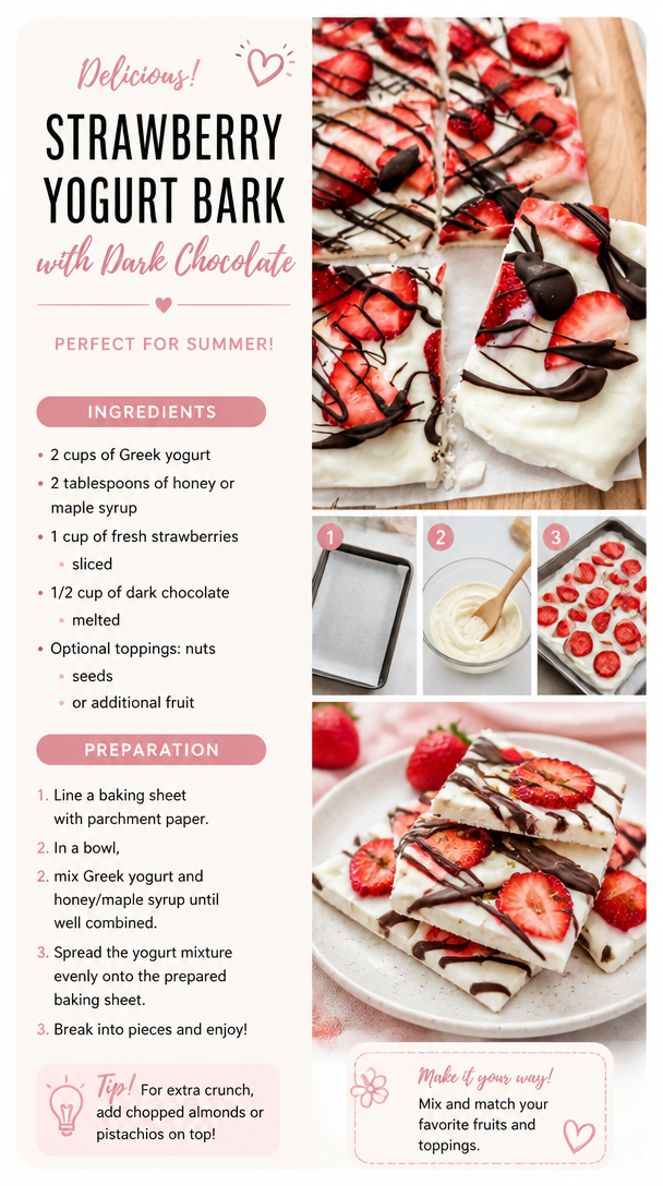 Strawberry Yogurt Bark with Dark Chocolate