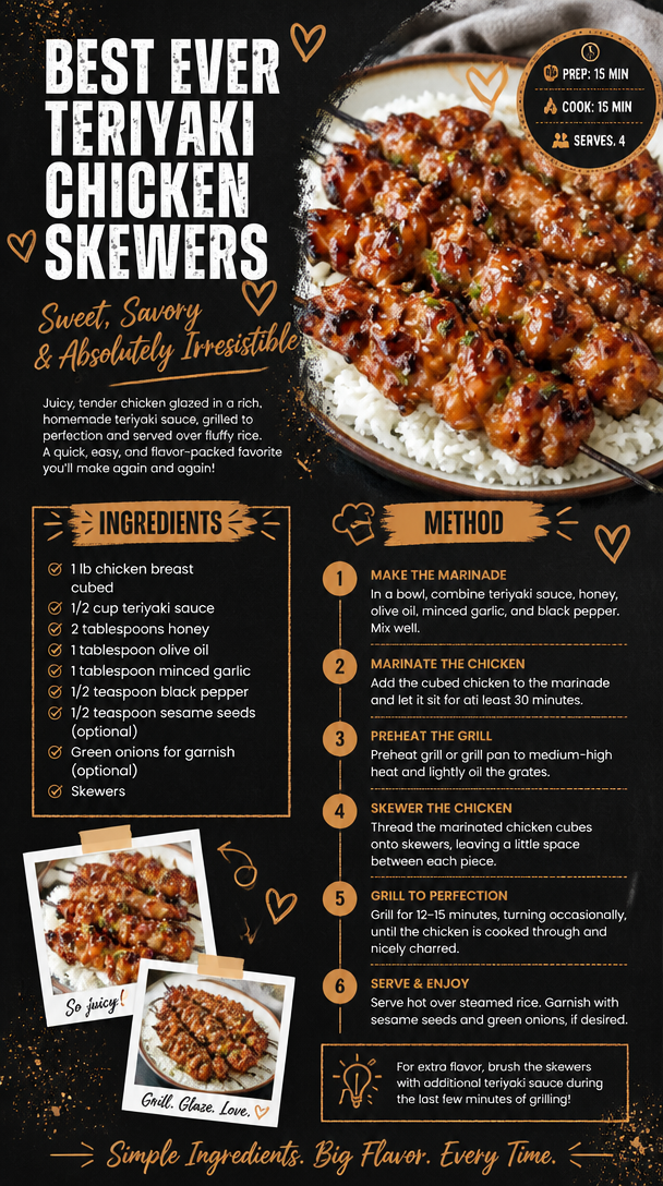 Best Ever Teriyaki Chicken Skewers
