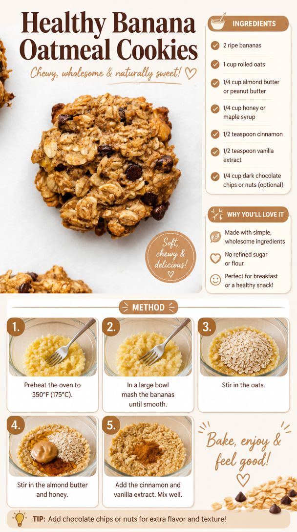 Healthy Banana Oatmeal Cookies