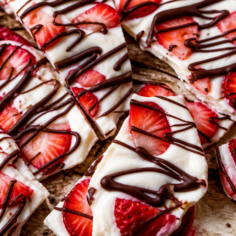 Strawberry Yogurt Bark with Dark Chocolate