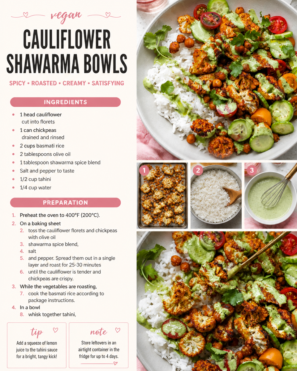 Cauliflower Shawarma Bowls