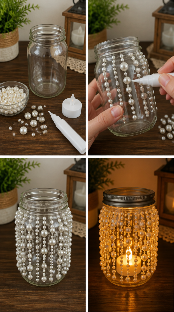 Pearl Mason Jar Lantern 7 Pearl Mason Jar Lantern