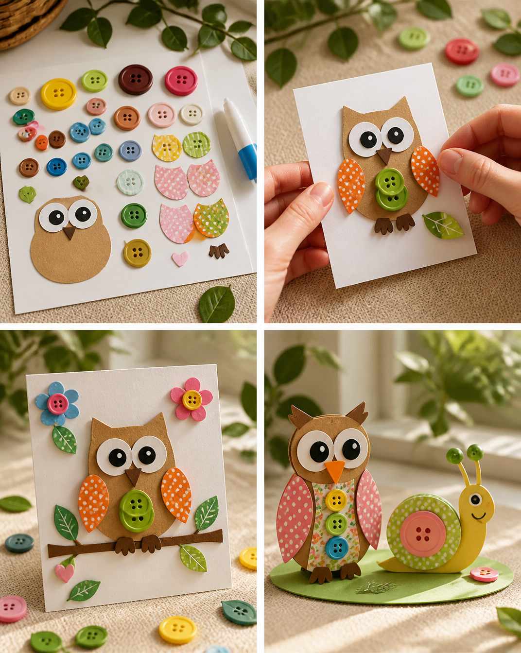 Colorful buttons become charming woodland animals that bring a playful handmade touch to cards, decorations, or gifts. Save this idea for later. 7 Colorful buttons become charming woodland animals that bring a playful handmade touch to cards, decorations, or gifts. Save this idea for later.