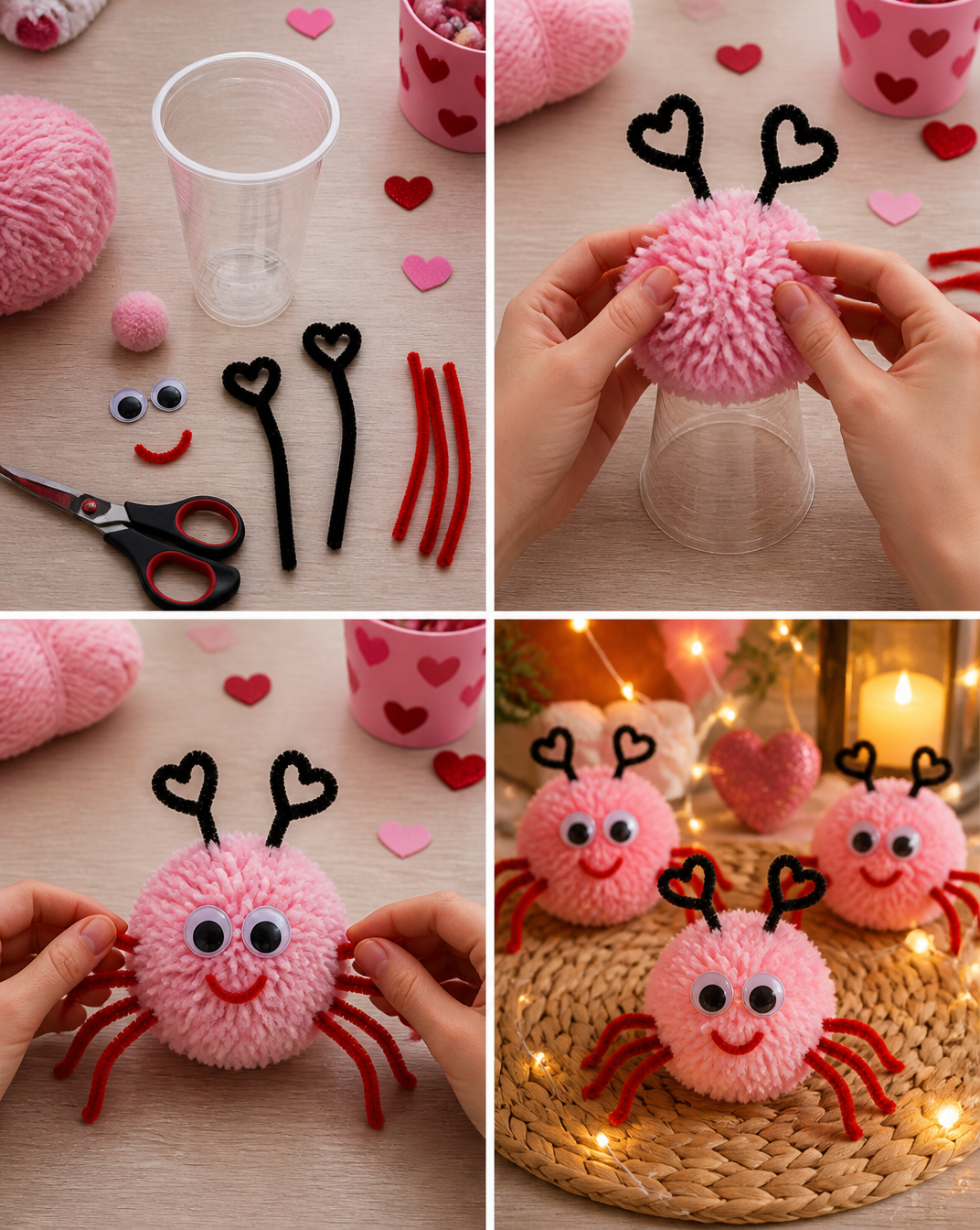 Soft textures and glowing lights turn these adorable love bugs into a cozy decoration with a warm, whimsical look. 7 Soft textures and glowing lights turn these adorable love bugs into a cozy decoration with a warm, whimsical look.