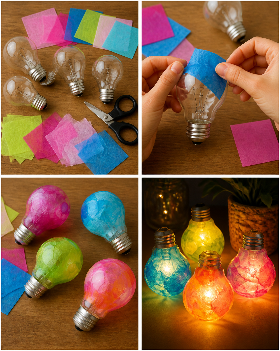 Old light bulbs get a fresh purpose as decorative lanterns with colorful details that brighten indoor or outdoor spaces. Perfect for your next craft day. 7 Old light bulbs get a fresh purpose as decorative lanterns with colorful details that brighten indoor or outdoor spaces. Perfect for your next craft day.
