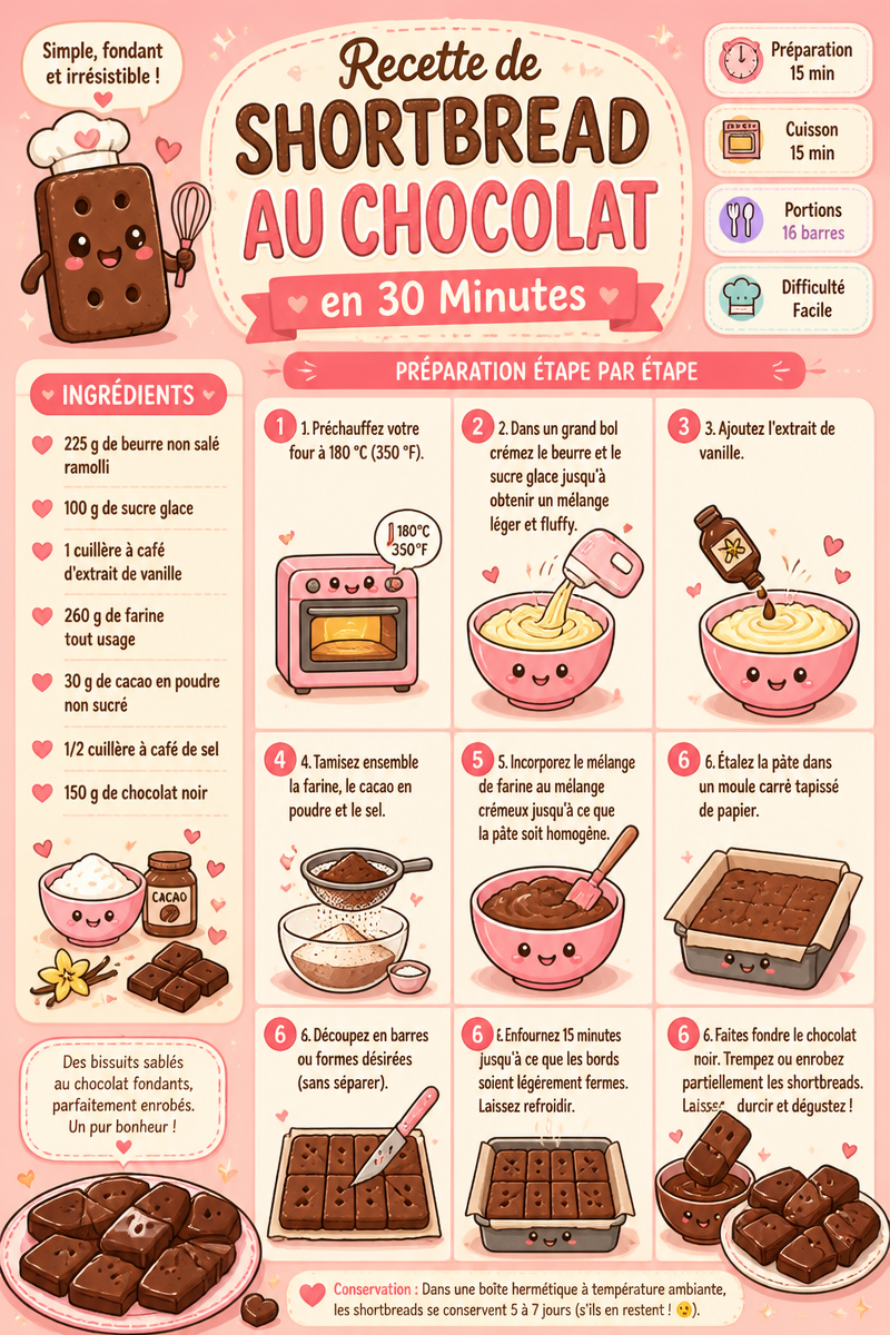 Recette de Shortbread au Chocolat en 30 Minutes