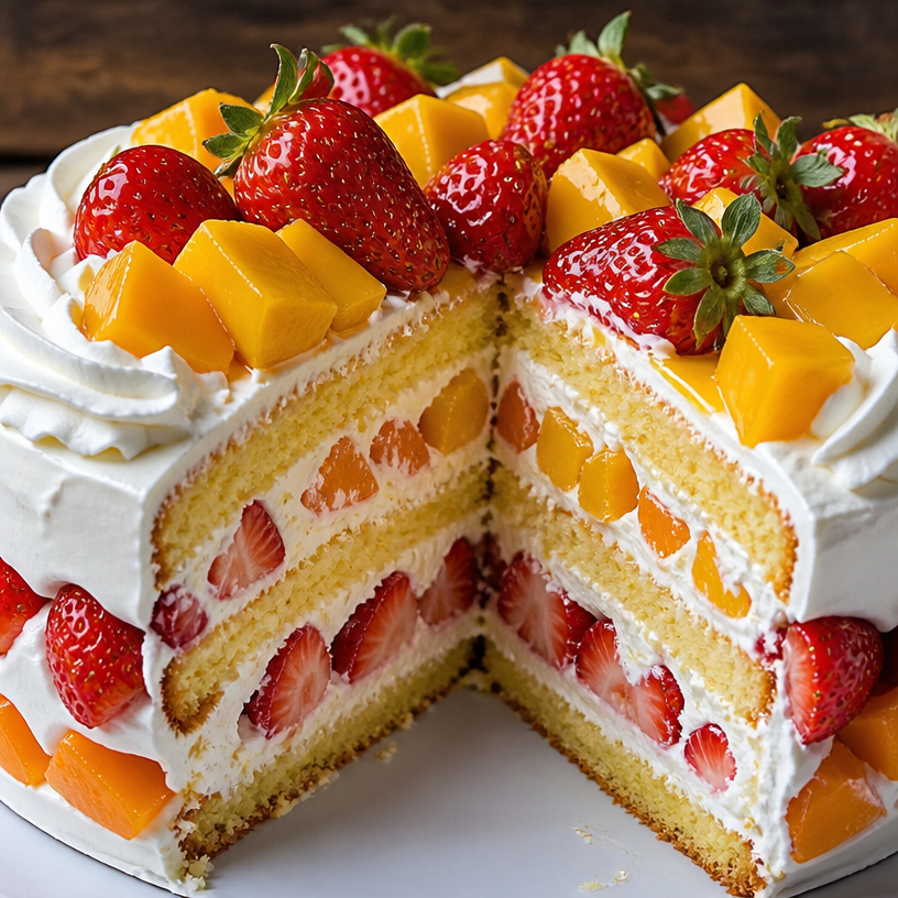 Gâteau Split aux Fraises et Mangues