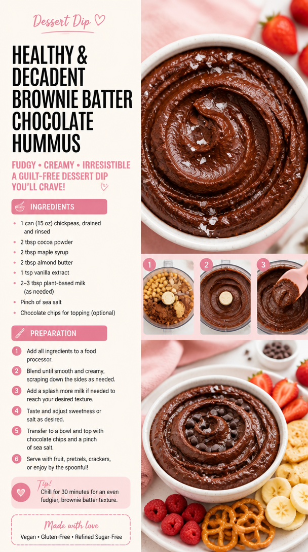 Healthy and Decadent Brownie Batter Chocolate Hummus