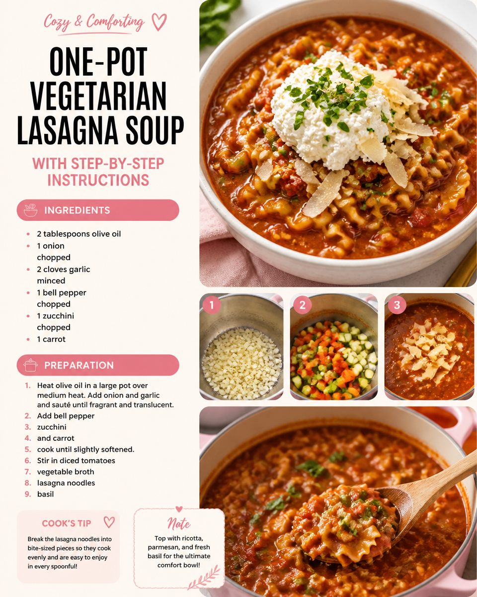 One-Pot Vegetarian Lasagna Soup
