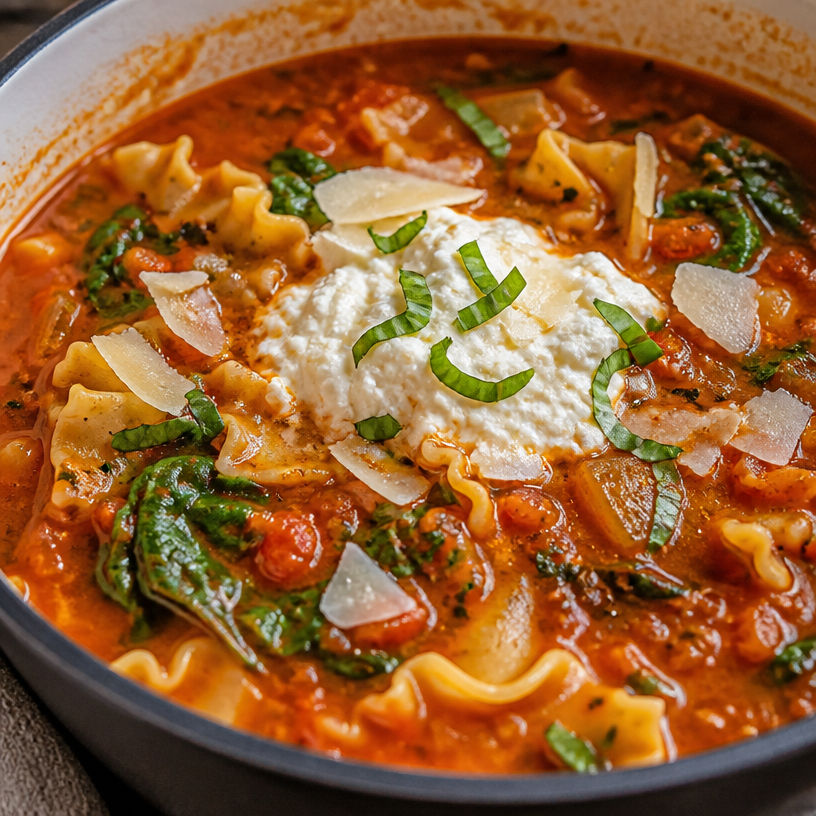 One-Pot Vegetarian Lasagna Soup