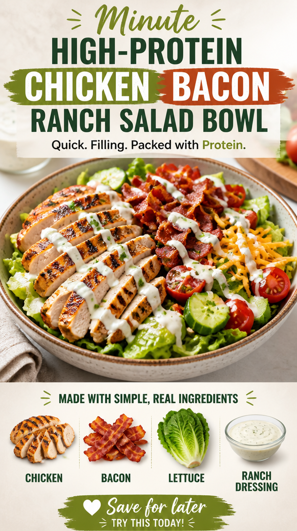Minute High-Protein Chicken Bacon Ranch Salad Bowl