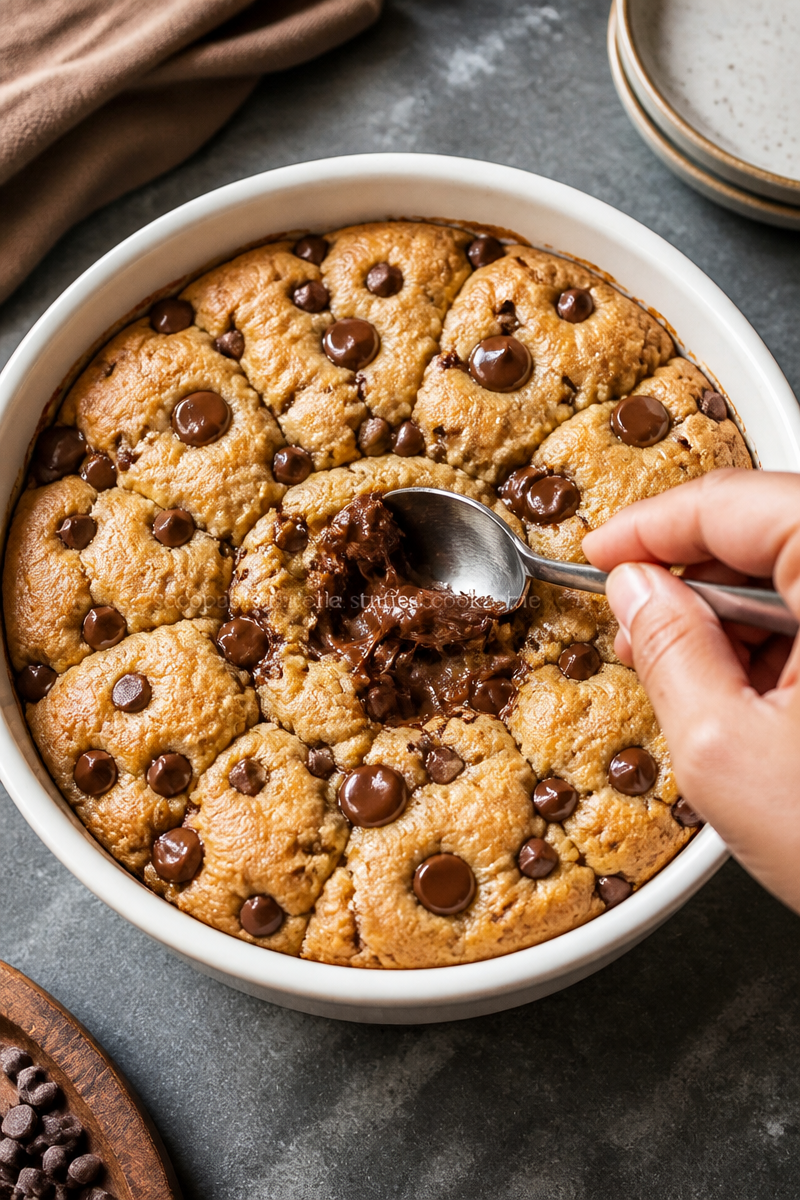 Scoopable Nutella Stuffed Cookie Pie