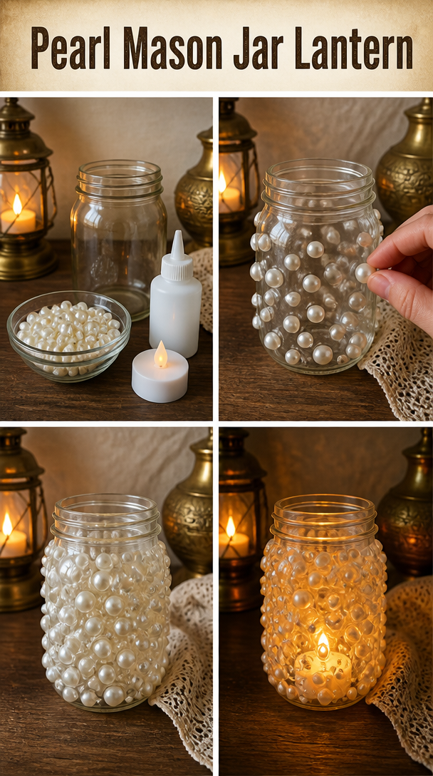 Pearl Mason Jar Lantern