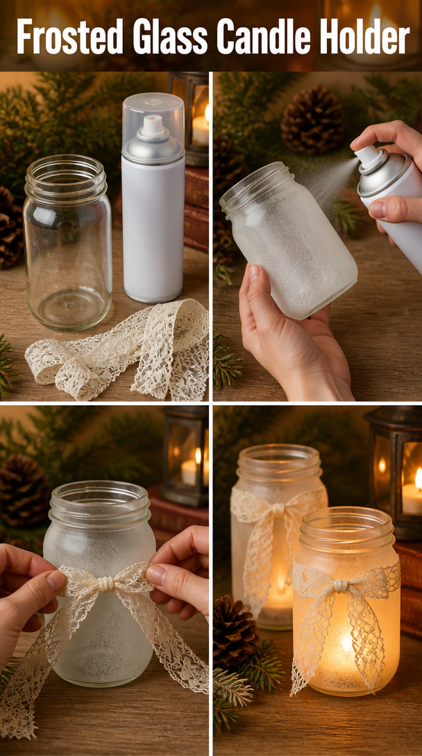 Frosted Glass Candle Holder
