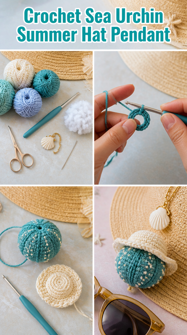 Crochet Sea Urchin Summer Hat Pendant