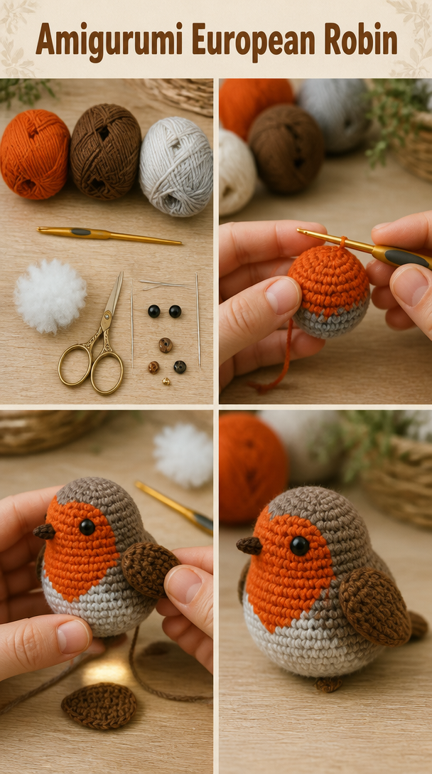 Amigurumi European Robin
