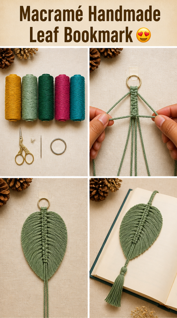 Macramé Handmade Leaf Bookmark😍👇