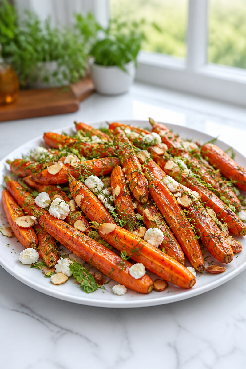Honey Roasted Carrot Feta Herb Salad