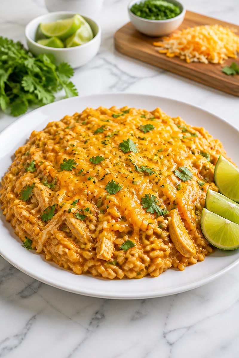 Creamy Chicken Enchilada Rice Skillet