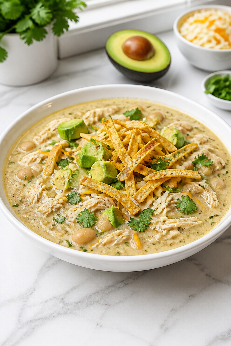 Crockpot White Chicken Enchilada Soup