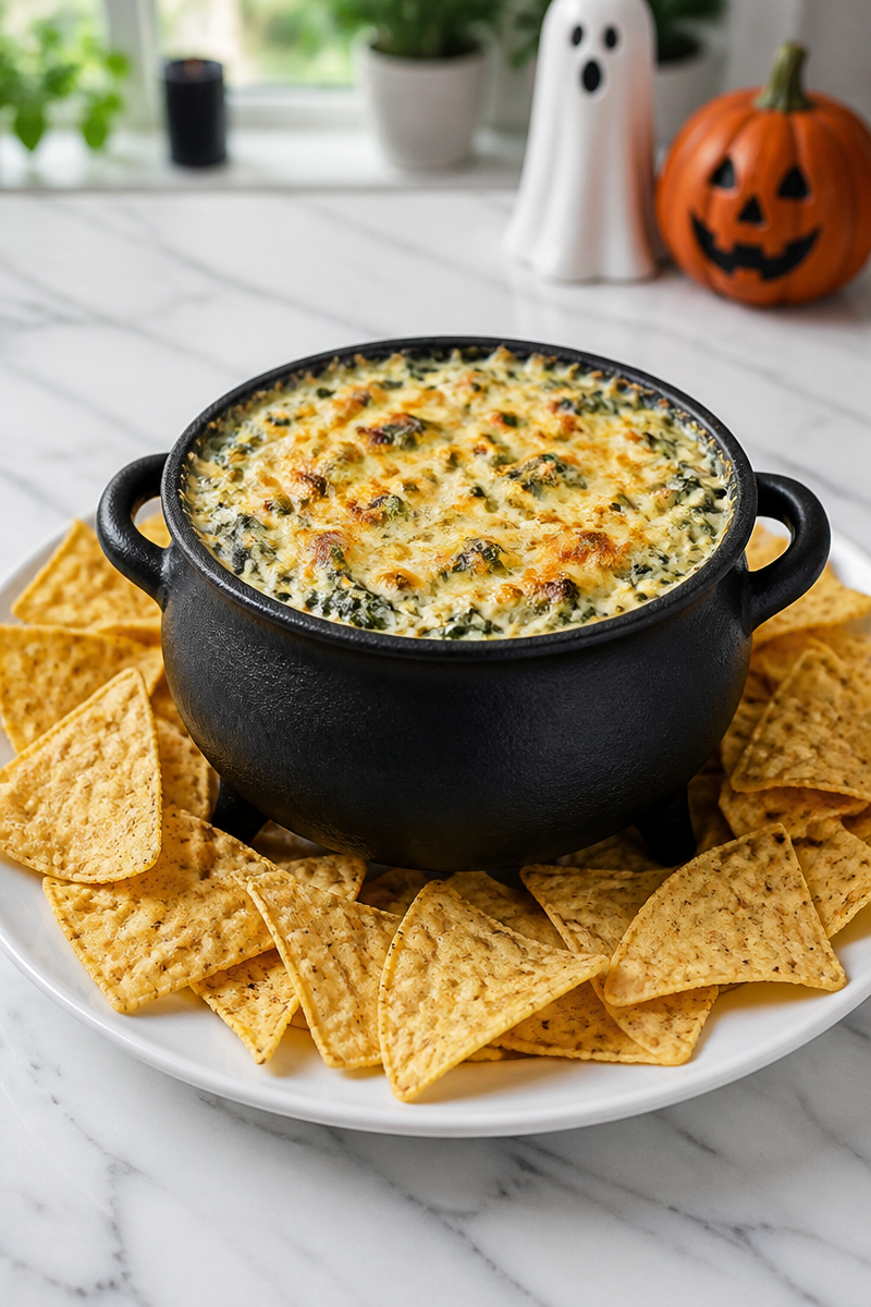 Cauldron Spinach Artichoke Dip Bubbling