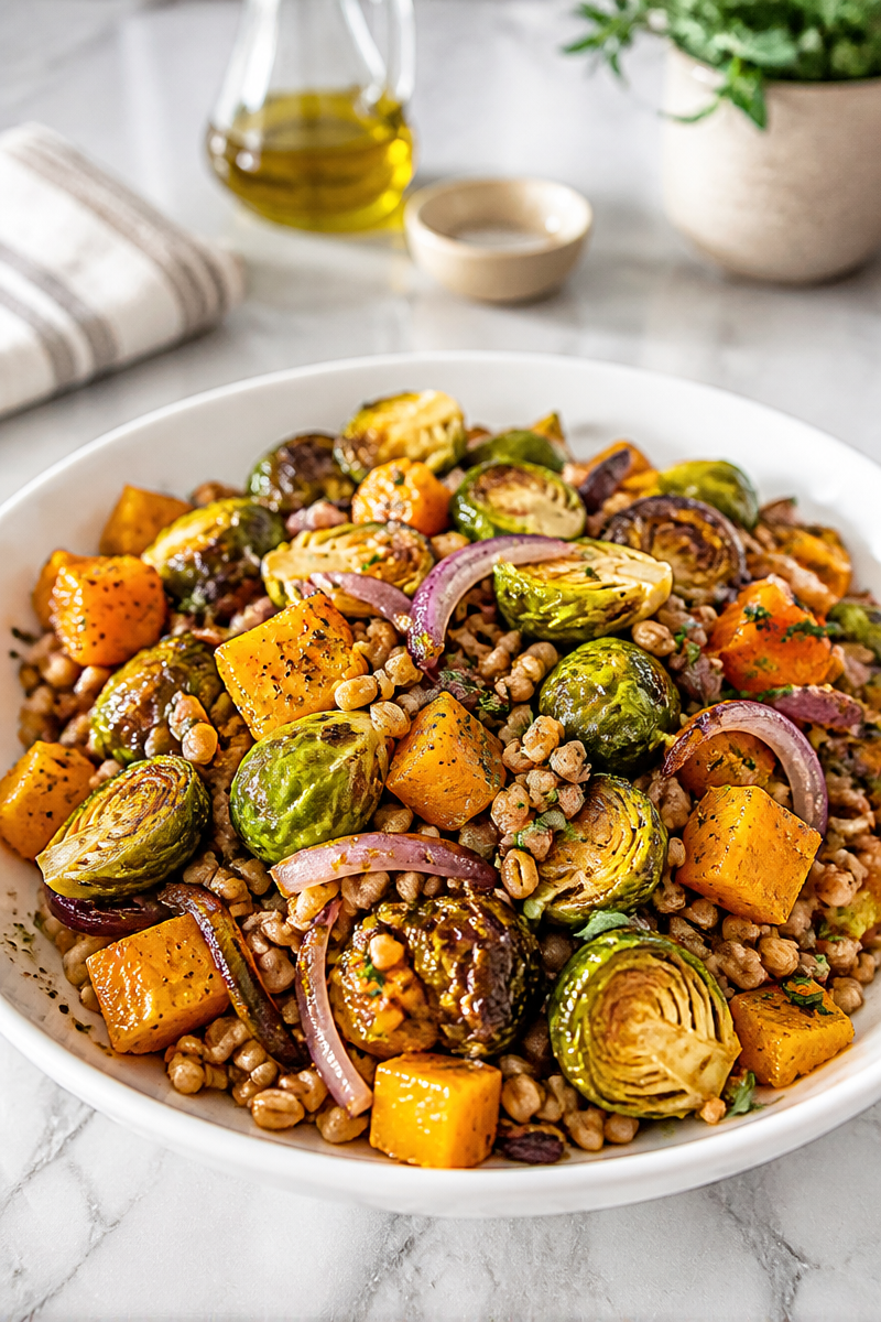 Apple Cider Vinaigrette Roasted Vegetable Bowl