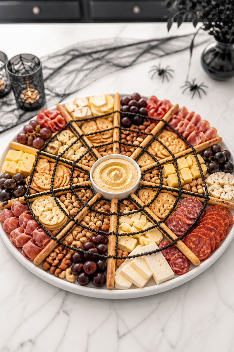 Halloween Charcuterie Spider Web Board