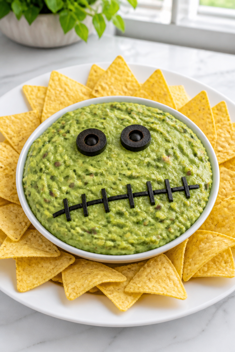 Spooky Frankenstein Guacamole Green Dip