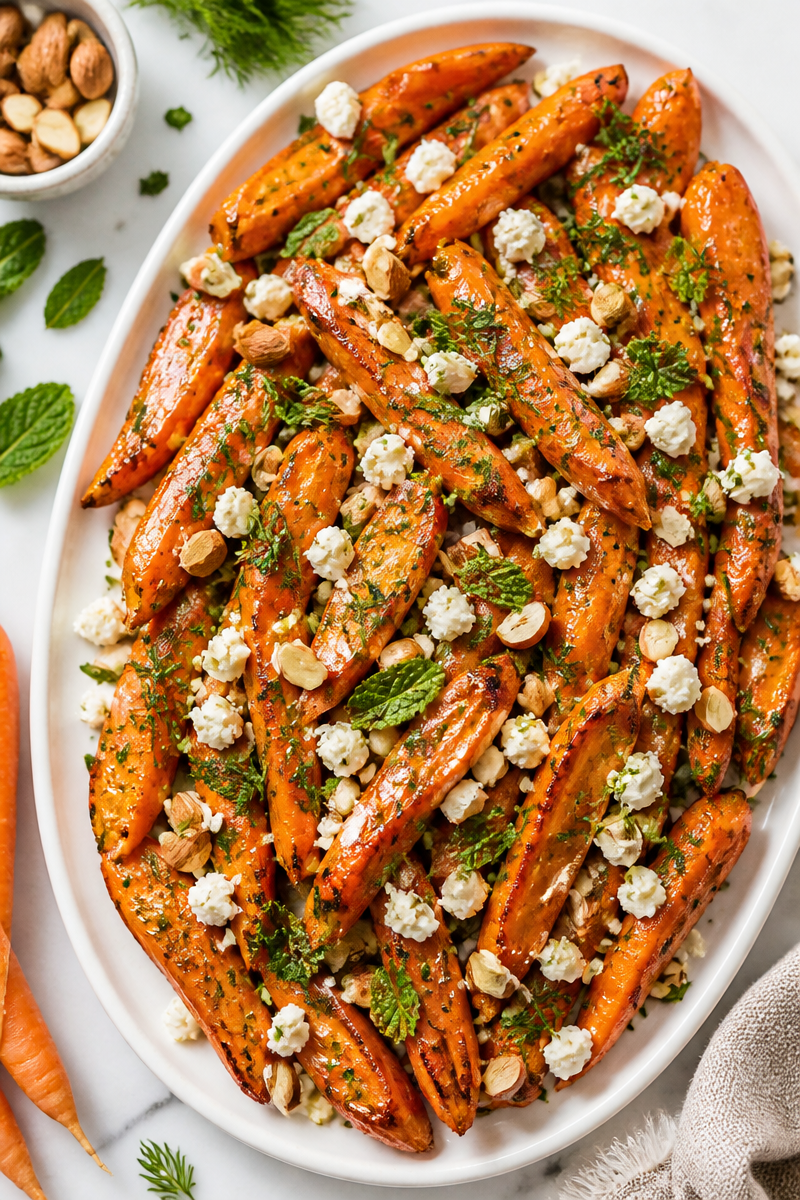 Honey Roasted Carrot Feta Herb Salad