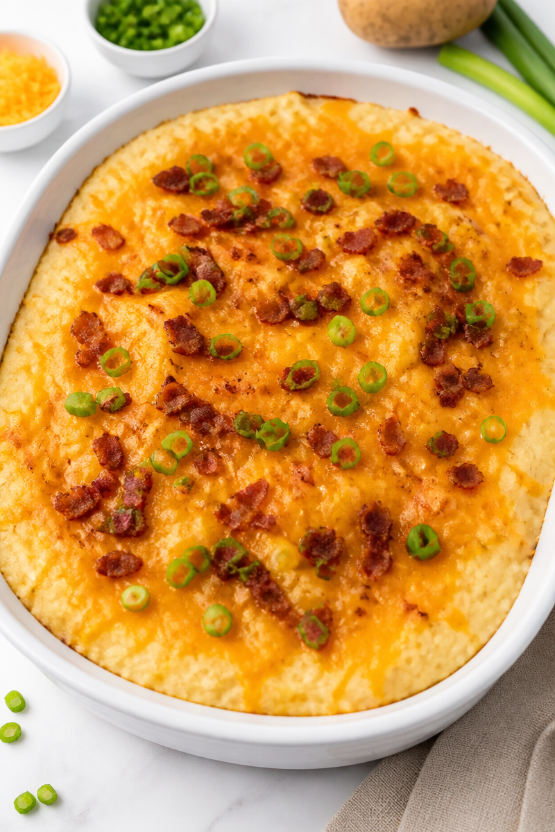 Cheesy Baked Potato Casserole Green Onion