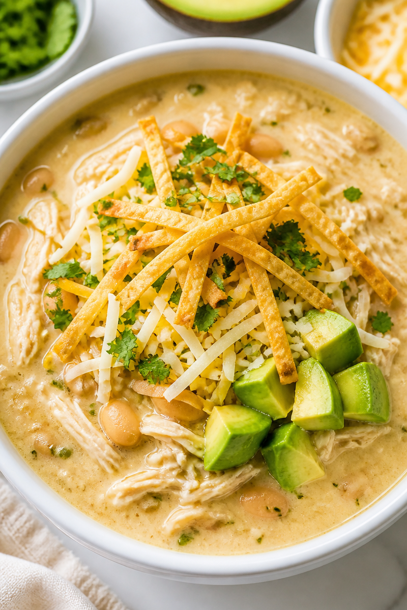 Crockpot White Chicken Enchilada Soup