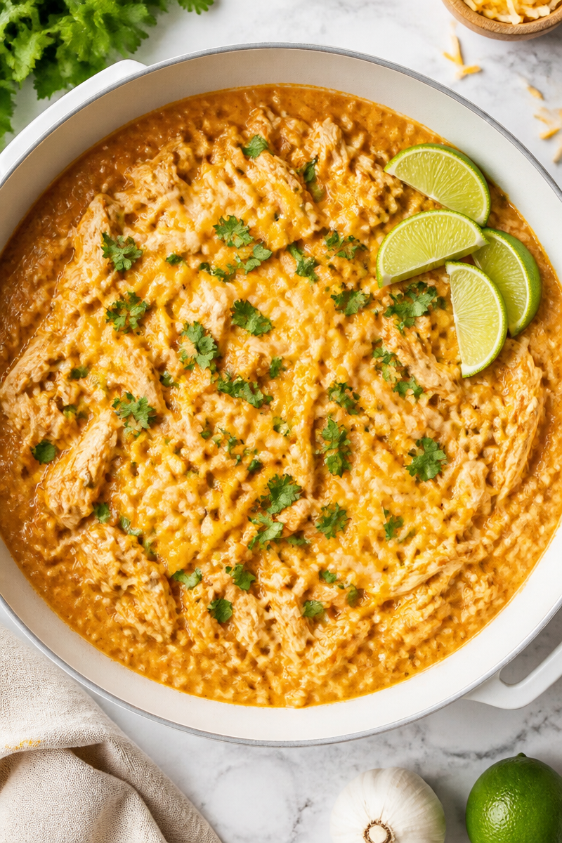 Creamy Chicken Enchilada Rice Skillet